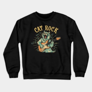 Cat,rock, and guitar Crewneck Sweatshirt